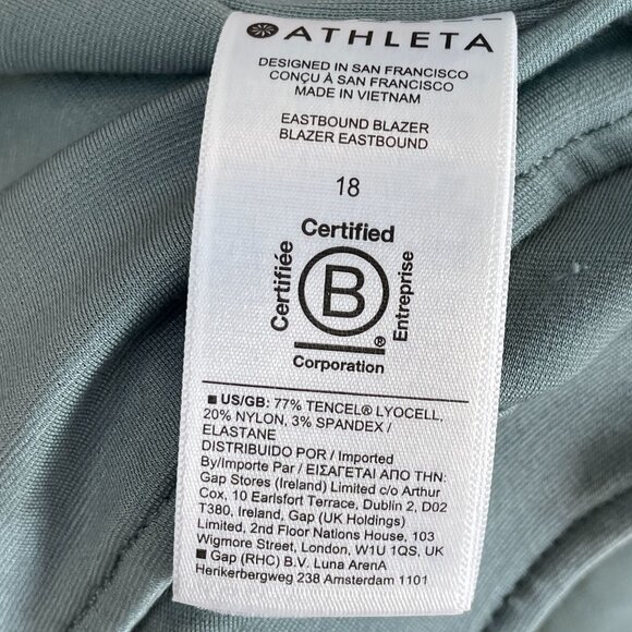 Athleta Womens 18 Eastbound Ponte Knit Open Front Blazer Gray Green Jacket - Picture 5 of 10